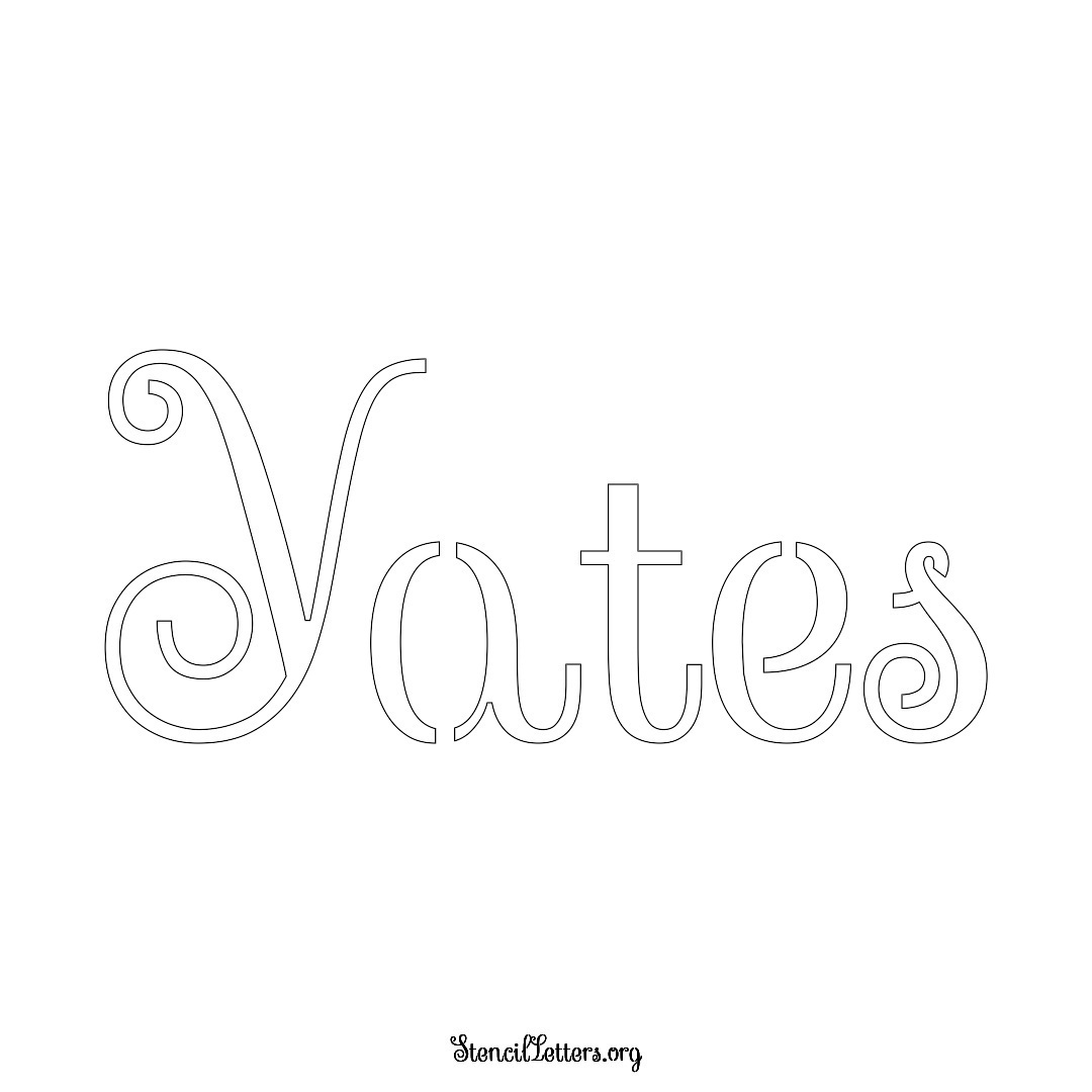 Yates name stencil in Ornamental Cursive Lettering