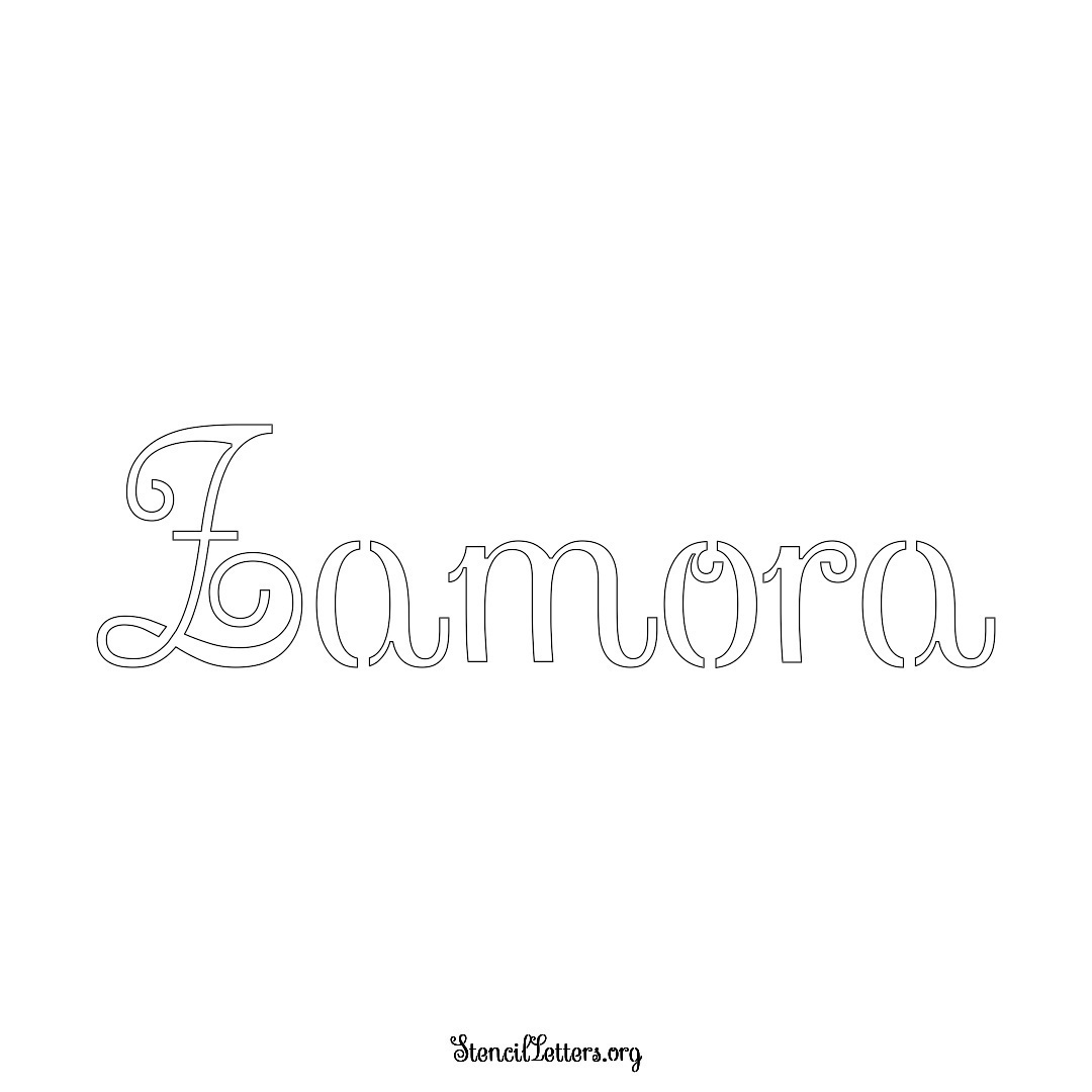 Zamora name stencil in Ornamental Cursive Lettering