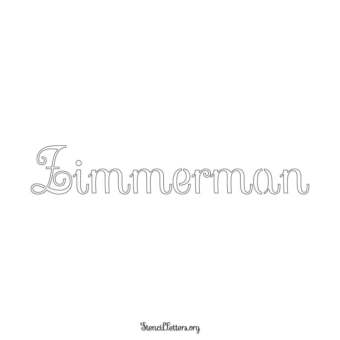 Zimmerman name stencil in Ornamental Cursive Lettering