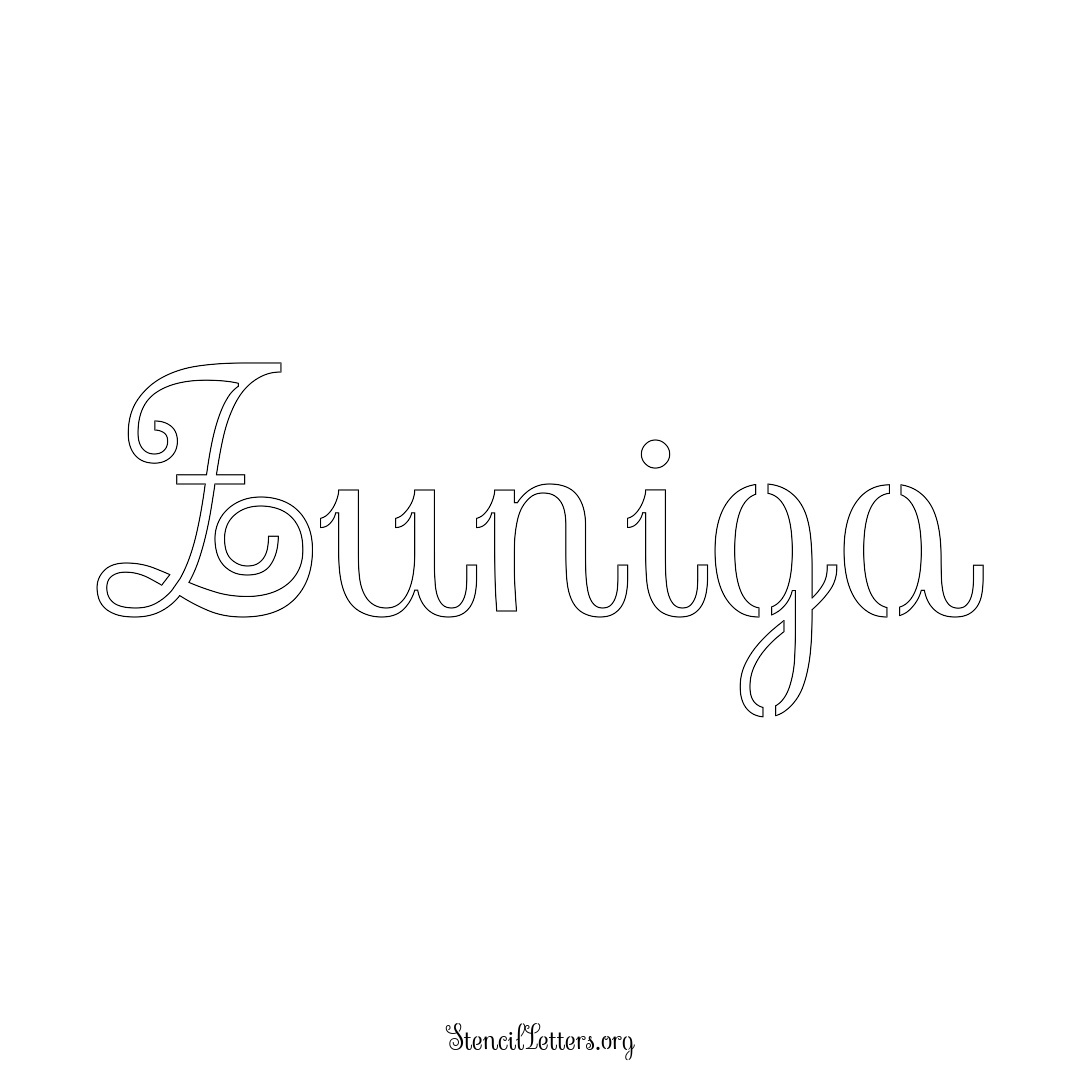 Zuniga name stencil in Ornamental Cursive Lettering
