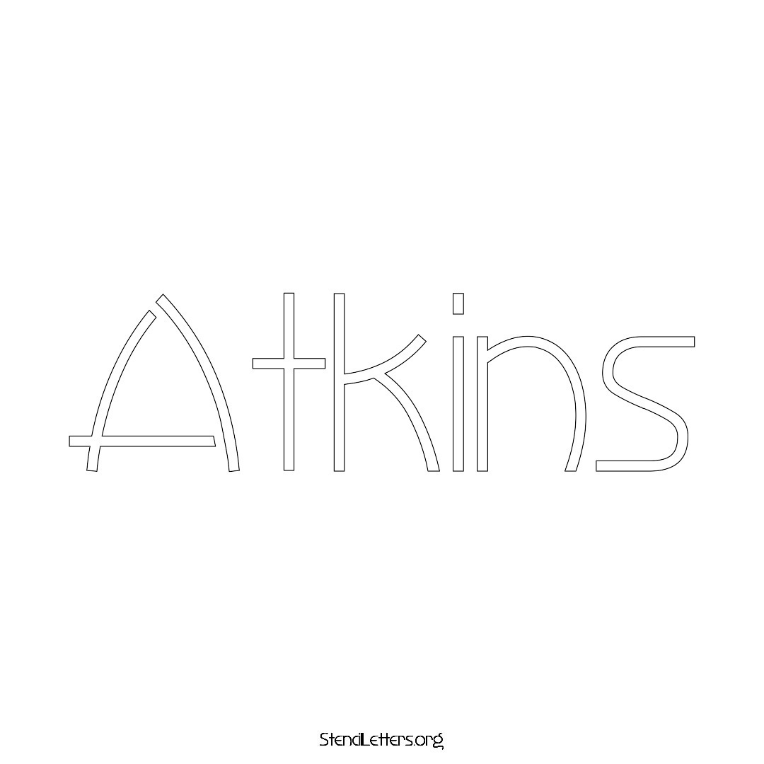 Atkins name stencil in Simple Elegant Lettering