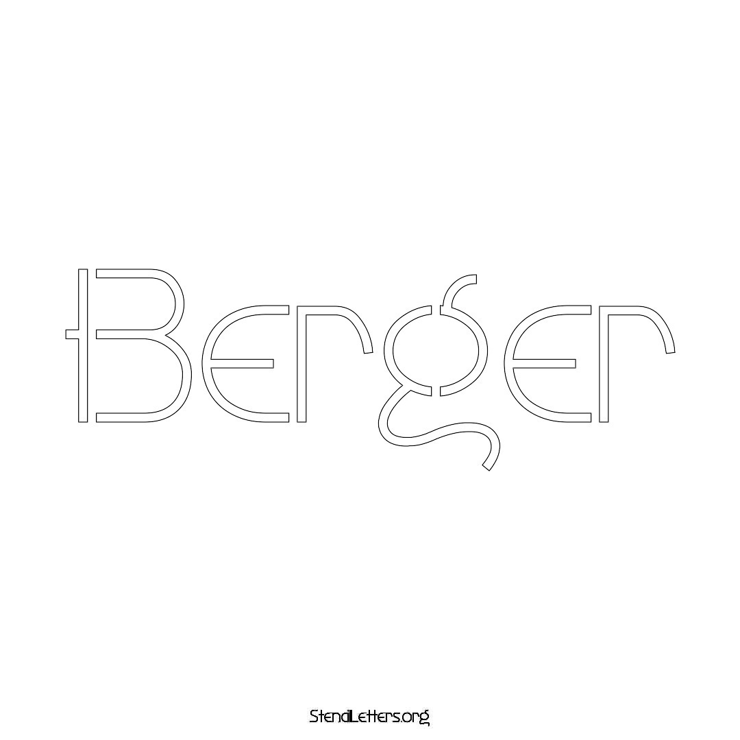 Berger name stencil in Simple Elegant Lettering