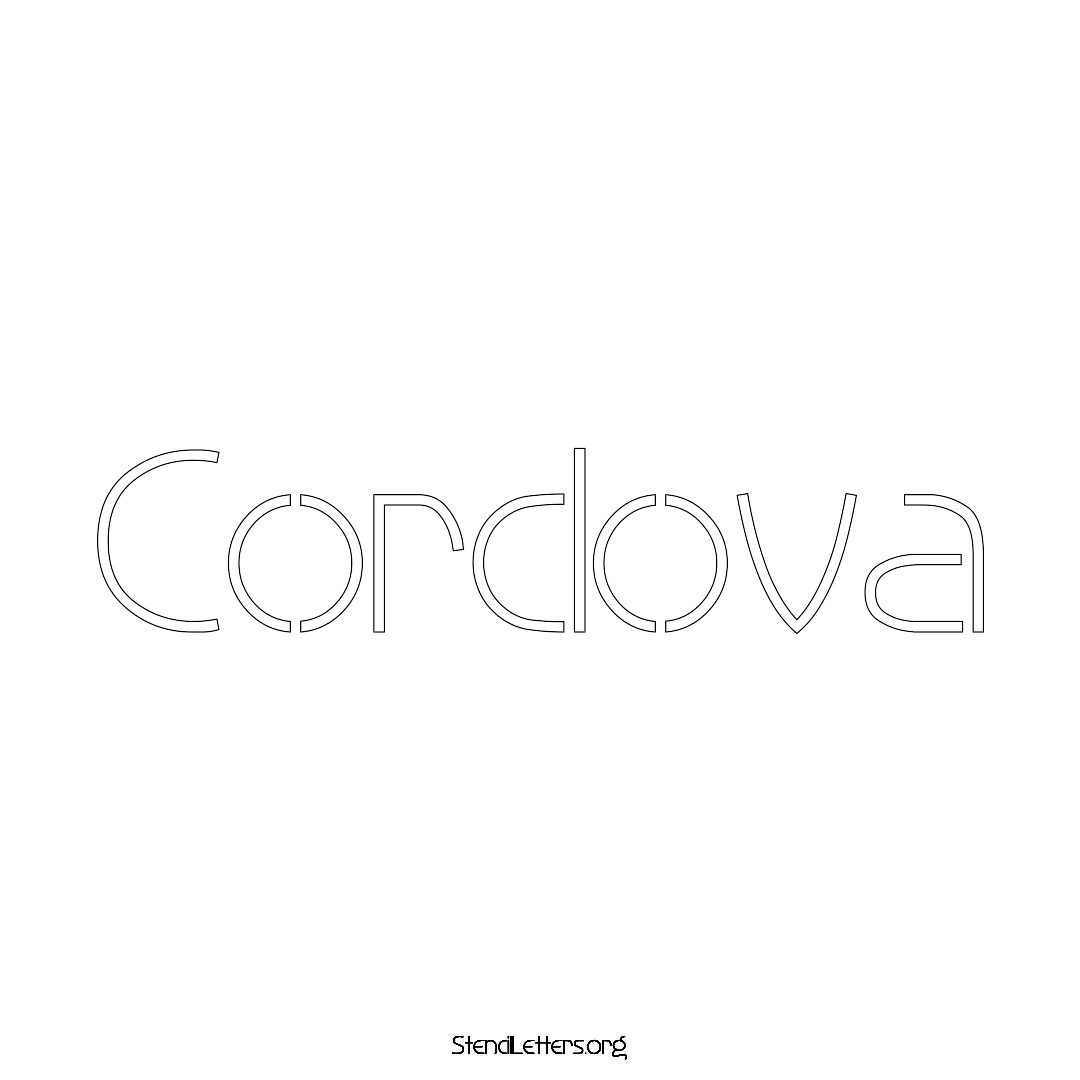 Cordova name stencil in Simple Elegant Lettering