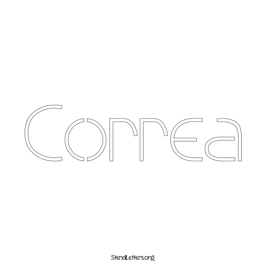 Correa name stencil in Simple Elegant Lettering