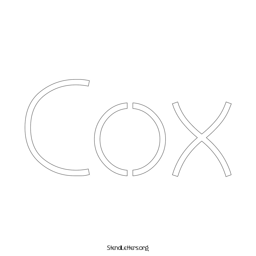 Cox name stencil in Simple Elegant Lettering