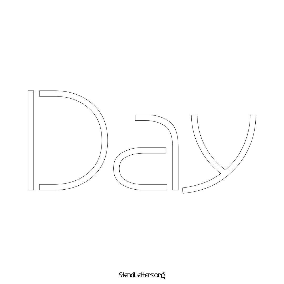 Day name stencil in Simple Elegant Lettering