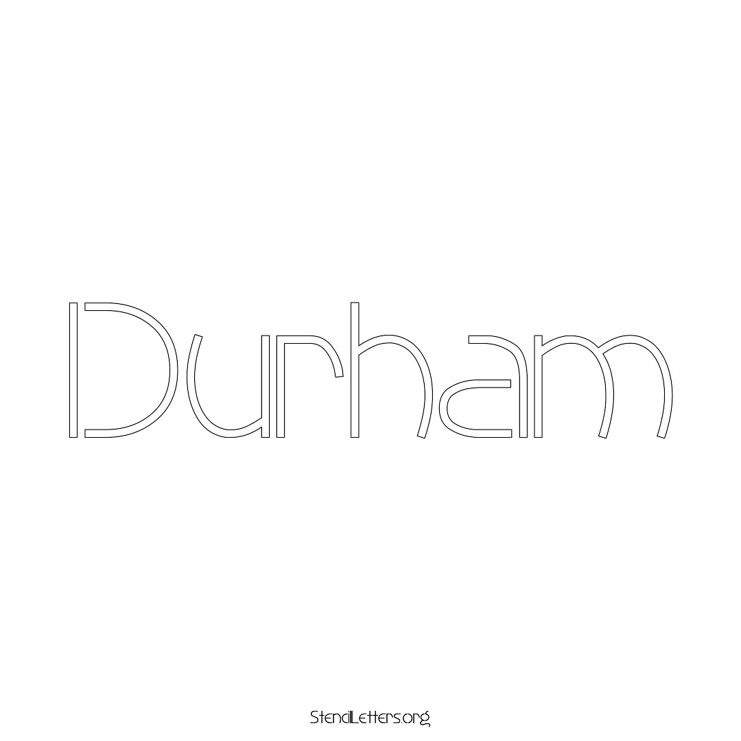 Durham name stencil in Simple Elegant Lettering