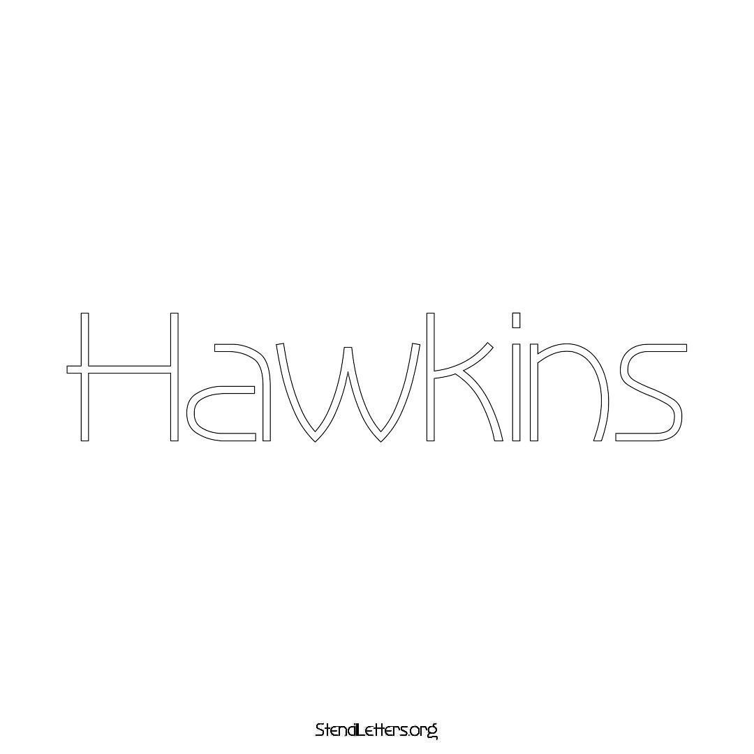 Hawkins name stencil in Simple Elegant Lettering