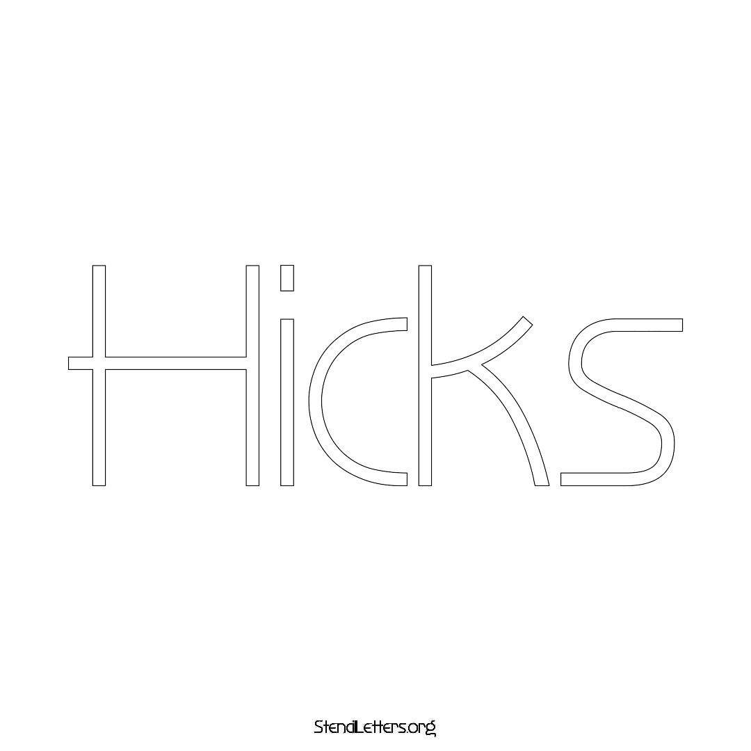 Hicks name stencil in Simple Elegant Lettering