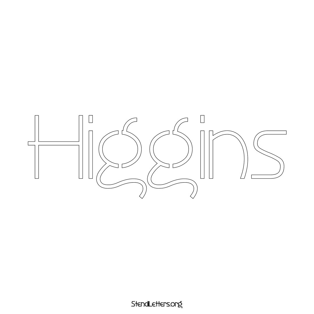 Higgins name stencil in Simple Elegant Lettering