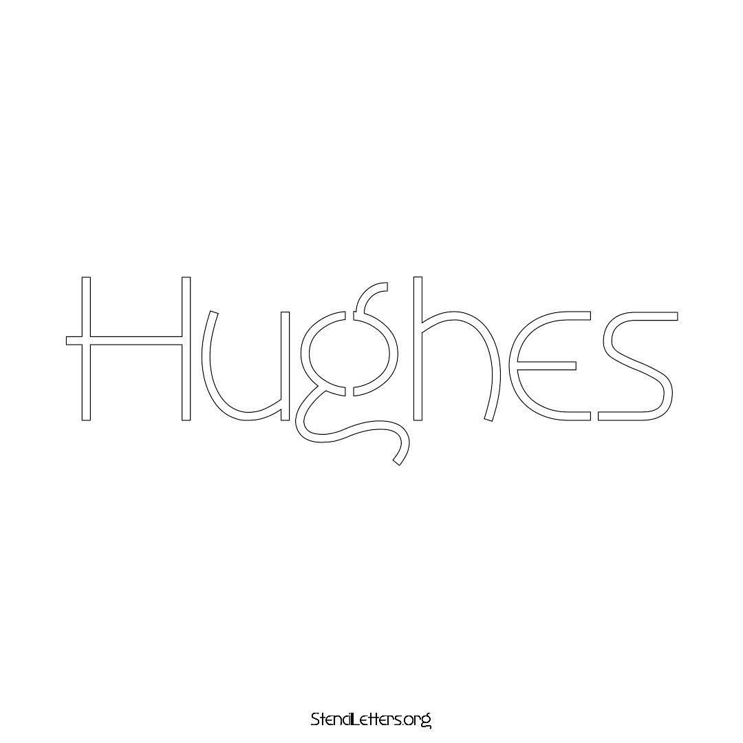 Hughes name stencil in Simple Elegant Lettering