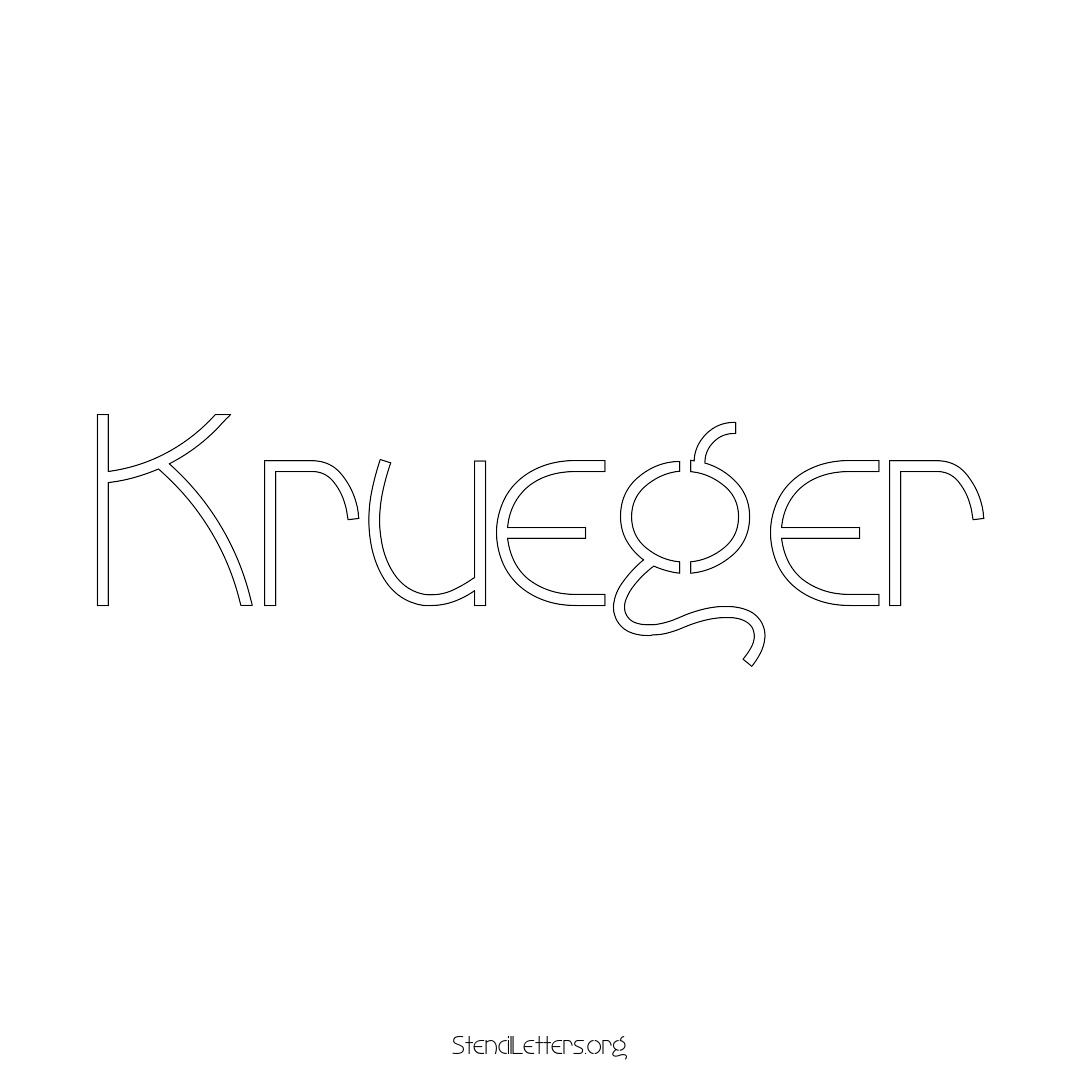 Krueger name stencil in Simple Elegant Lettering