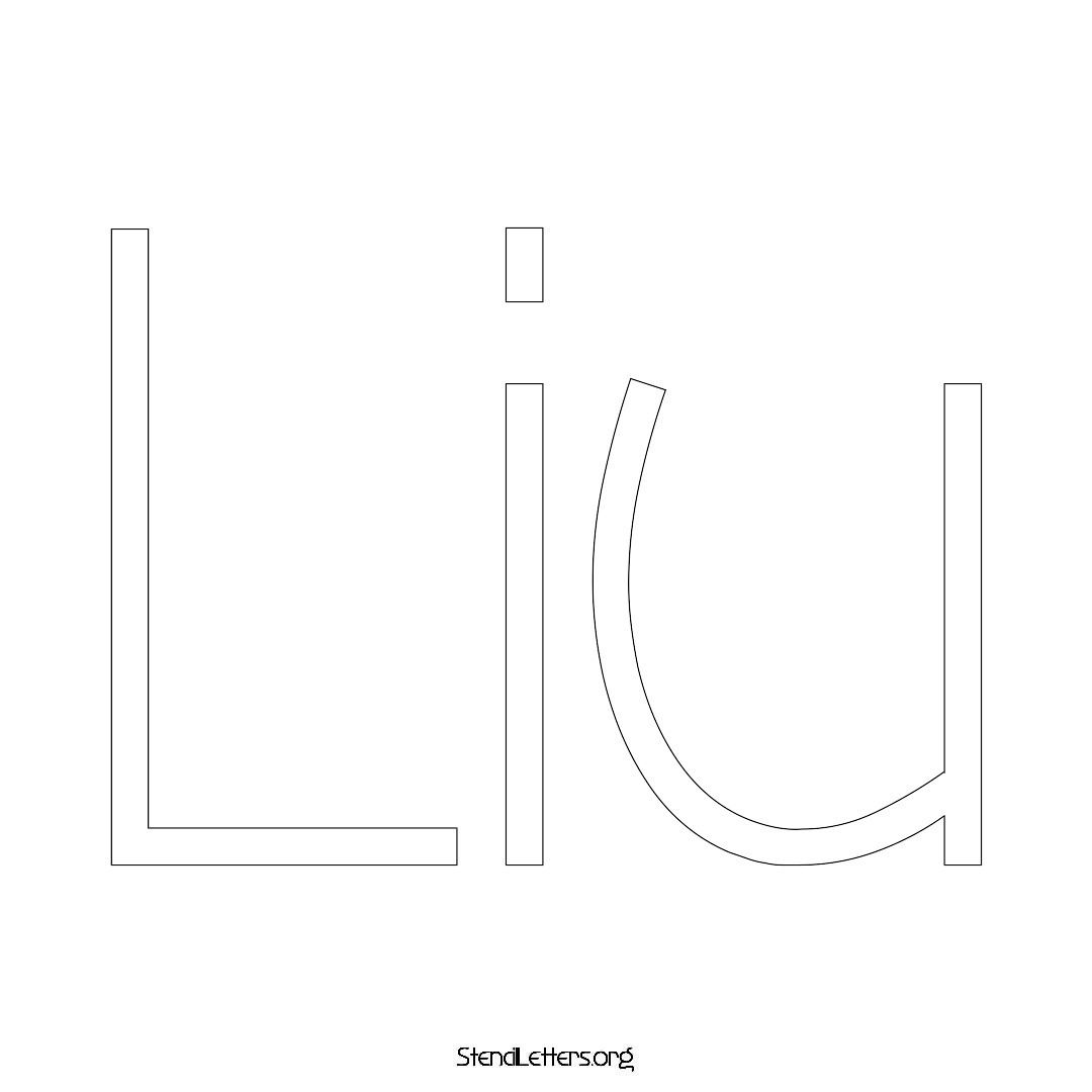 Liu name stencil in Simple Elegant Lettering