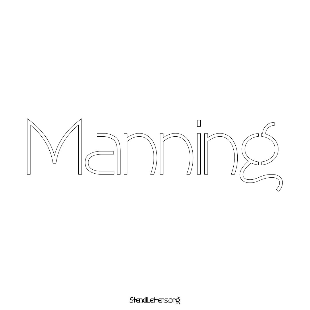 Manning name stencil in Simple Elegant Lettering