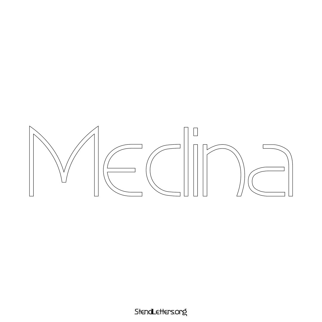 Medina name stencil in Simple Elegant Lettering