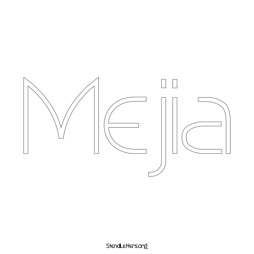Mejia name stencil in Simple Elegant Lettering