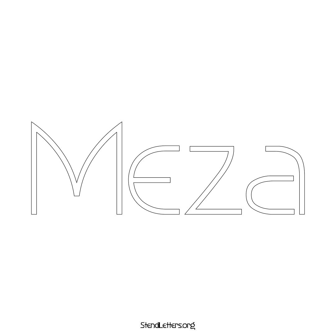 Meza name stencil in Simple Elegant Lettering