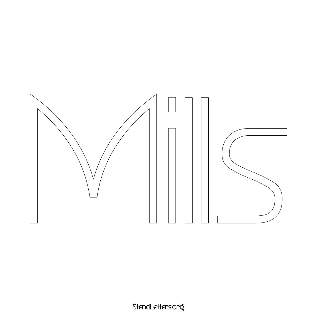 Mills name stencil in Simple Elegant Lettering