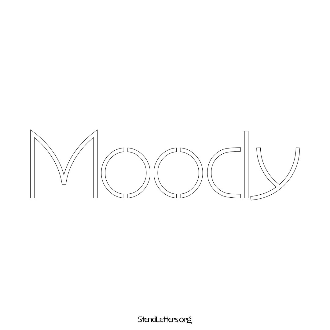 Moody name stencil in Simple Elegant Lettering