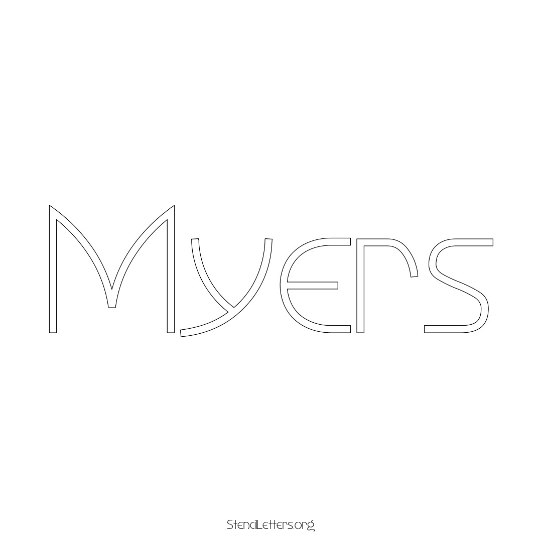 Myers name stencil in Simple Elegant Lettering