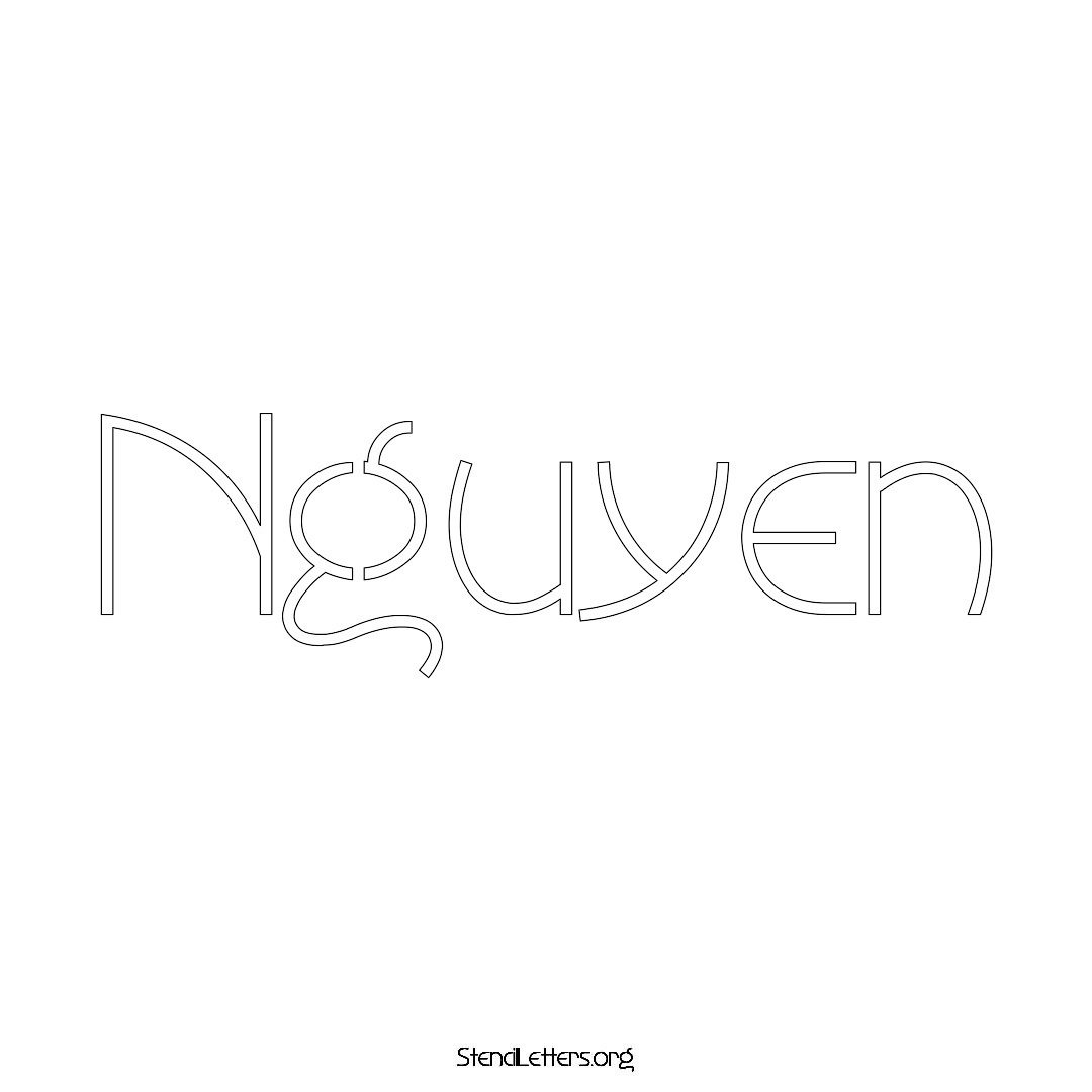 Nguyen name stencil in Simple Elegant Lettering