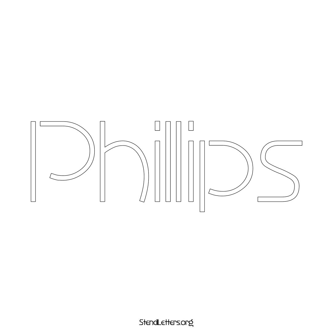 Phillips name stencil in Simple Elegant Lettering