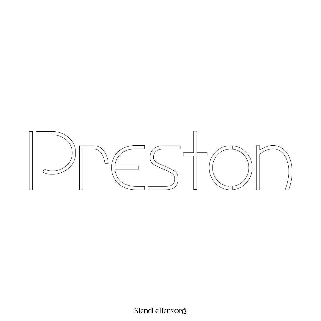 Preston name stencil in Simple Elegant Lettering