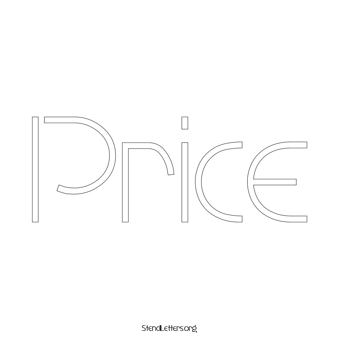 Price name stencil in Simple Elegant Lettering