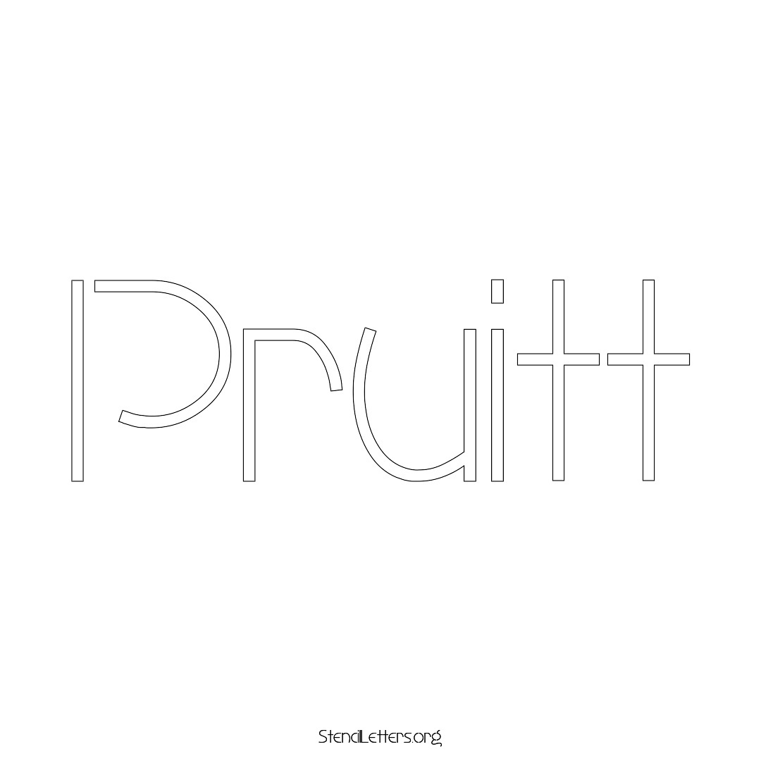 Pruitt name stencil in Simple Elegant Lettering