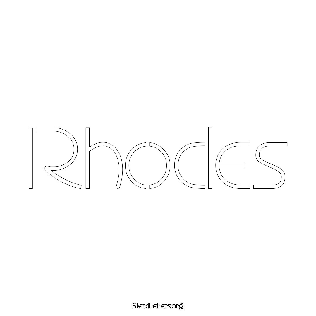 Rhodes name stencil in Simple Elegant Lettering