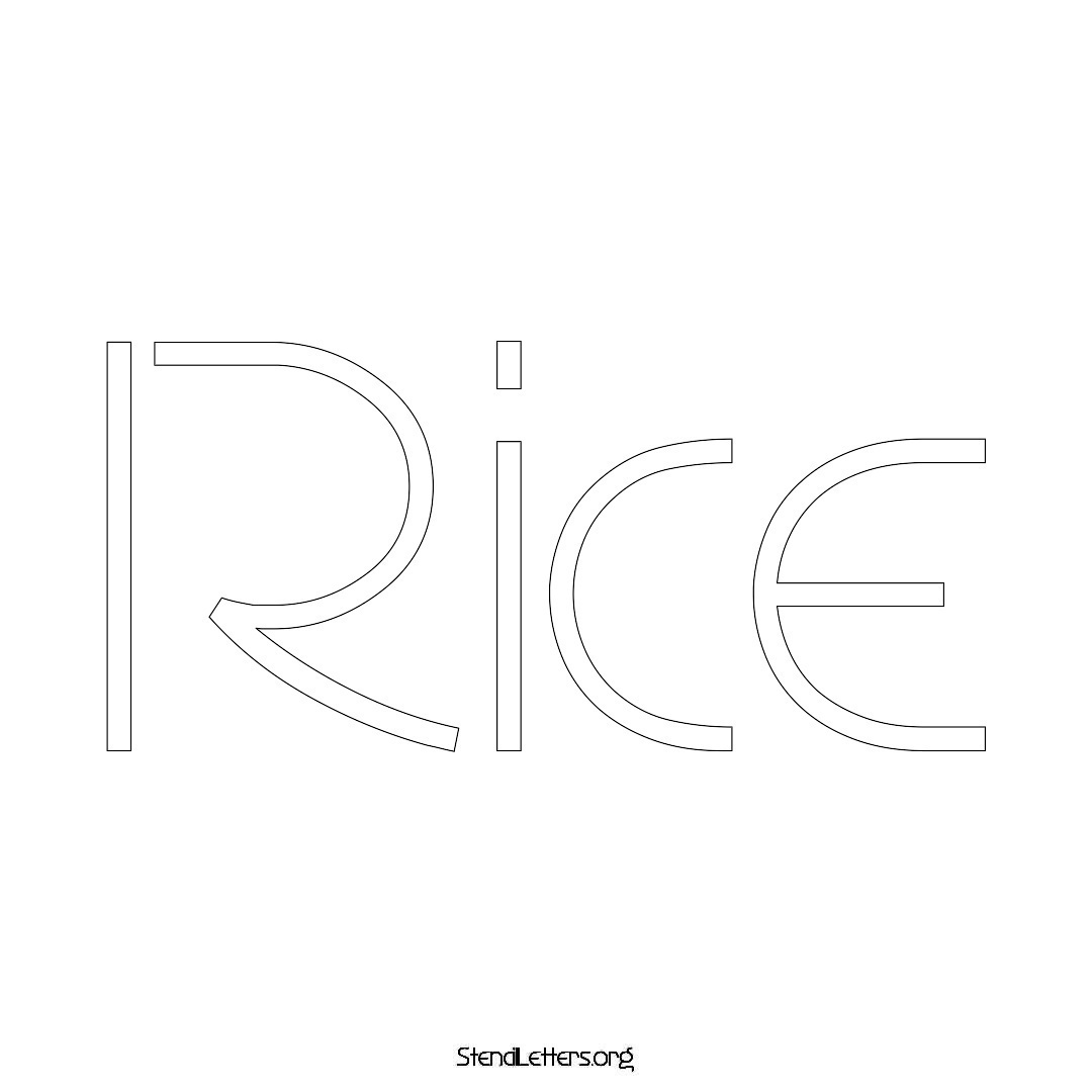 Rice name stencil in Simple Elegant Lettering