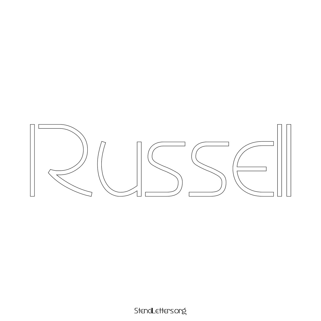 Russell name stencil in Simple Elegant Lettering