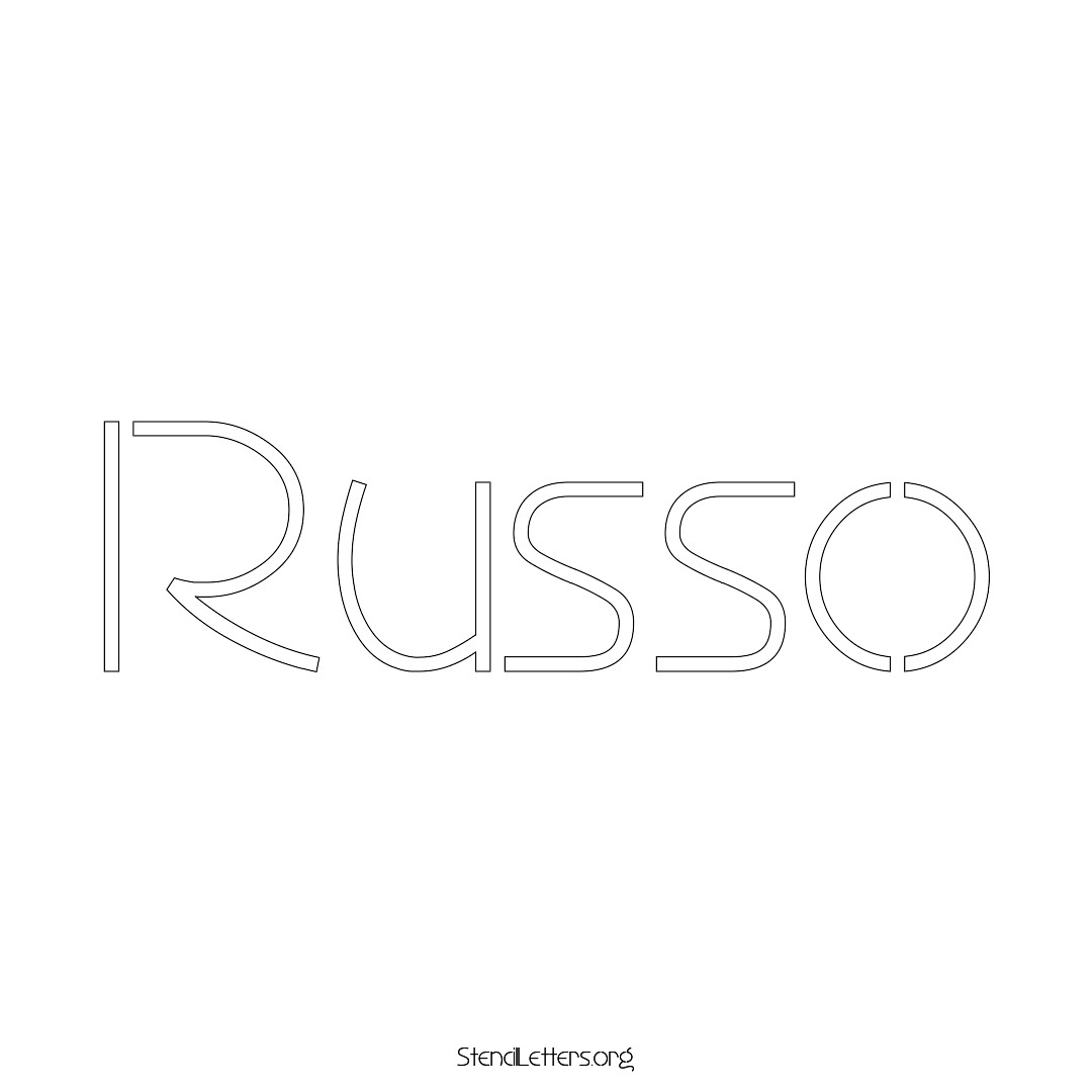 Russo name stencil in Simple Elegant Lettering