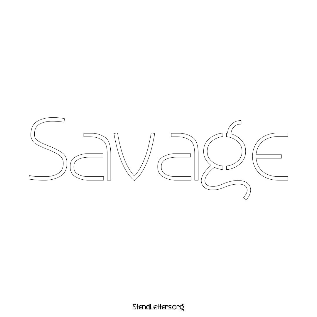 Savage name stencil in Simple Elegant Lettering