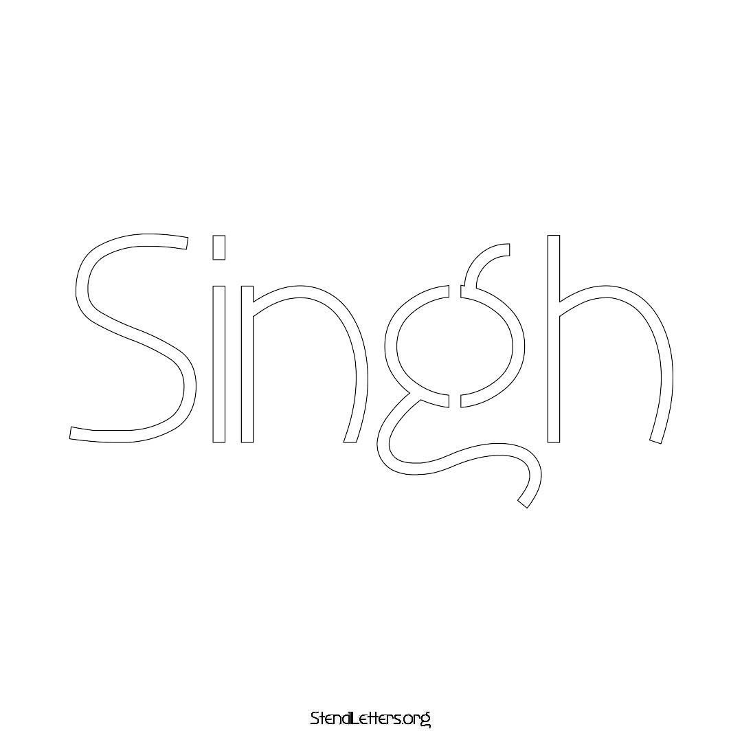 Singh name stencil in Simple Elegant Lettering