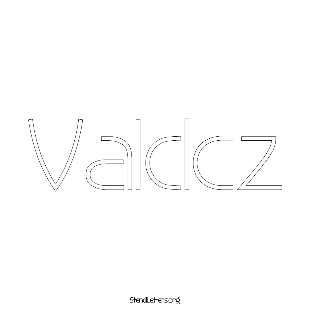 Valdez name stencil in Simple Elegant Lettering