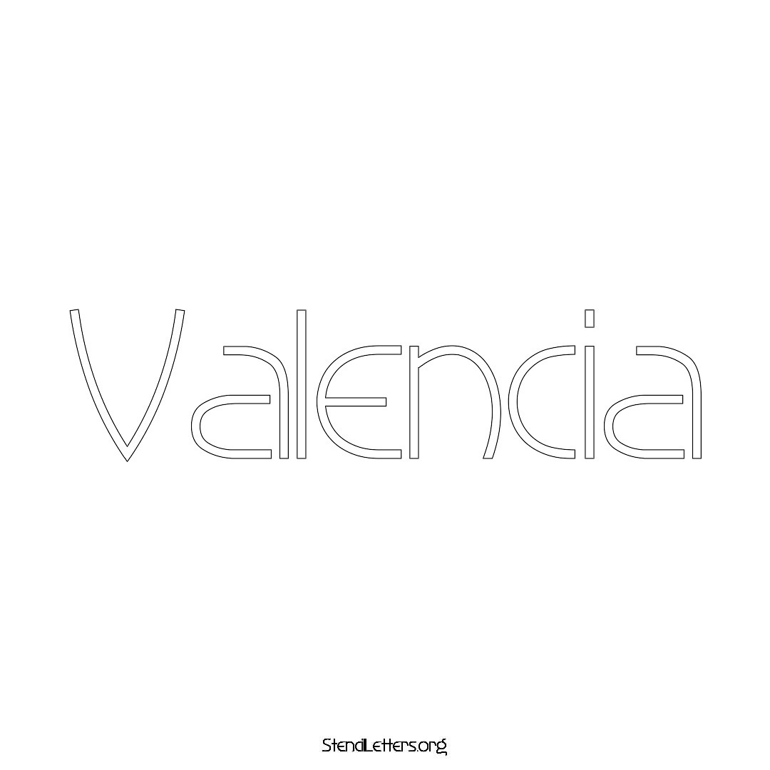 Valencia name stencil in Simple Elegant Lettering