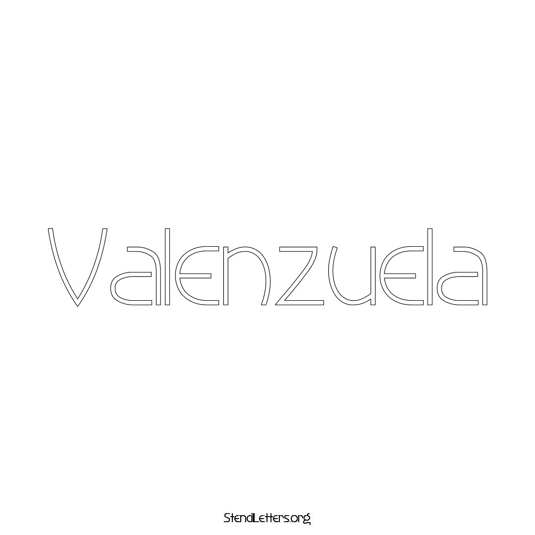 Valenzuela name stencil in Simple Elegant Lettering