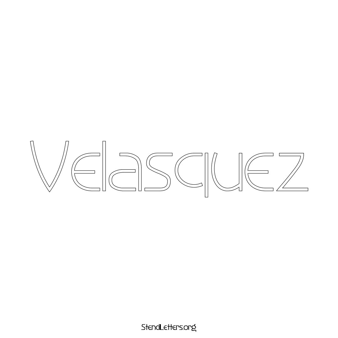 Velasquez name stencil in Simple Elegant Lettering