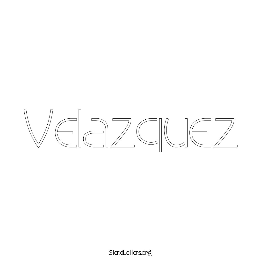 Velazquez name stencil in Simple Elegant Lettering