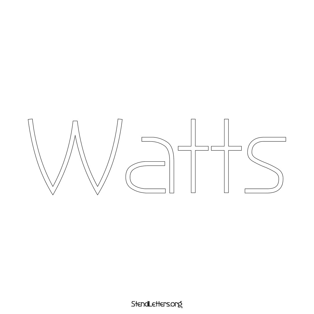 Watts name stencil in Simple Elegant Lettering