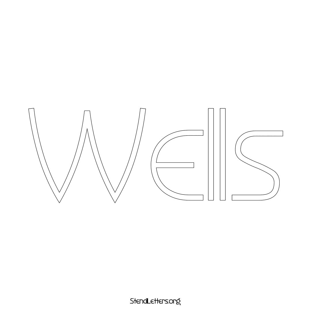 Wells name stencil in Simple Elegant Lettering