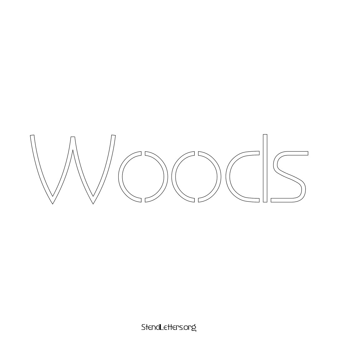 Woods name stencil in Simple Elegant Lettering