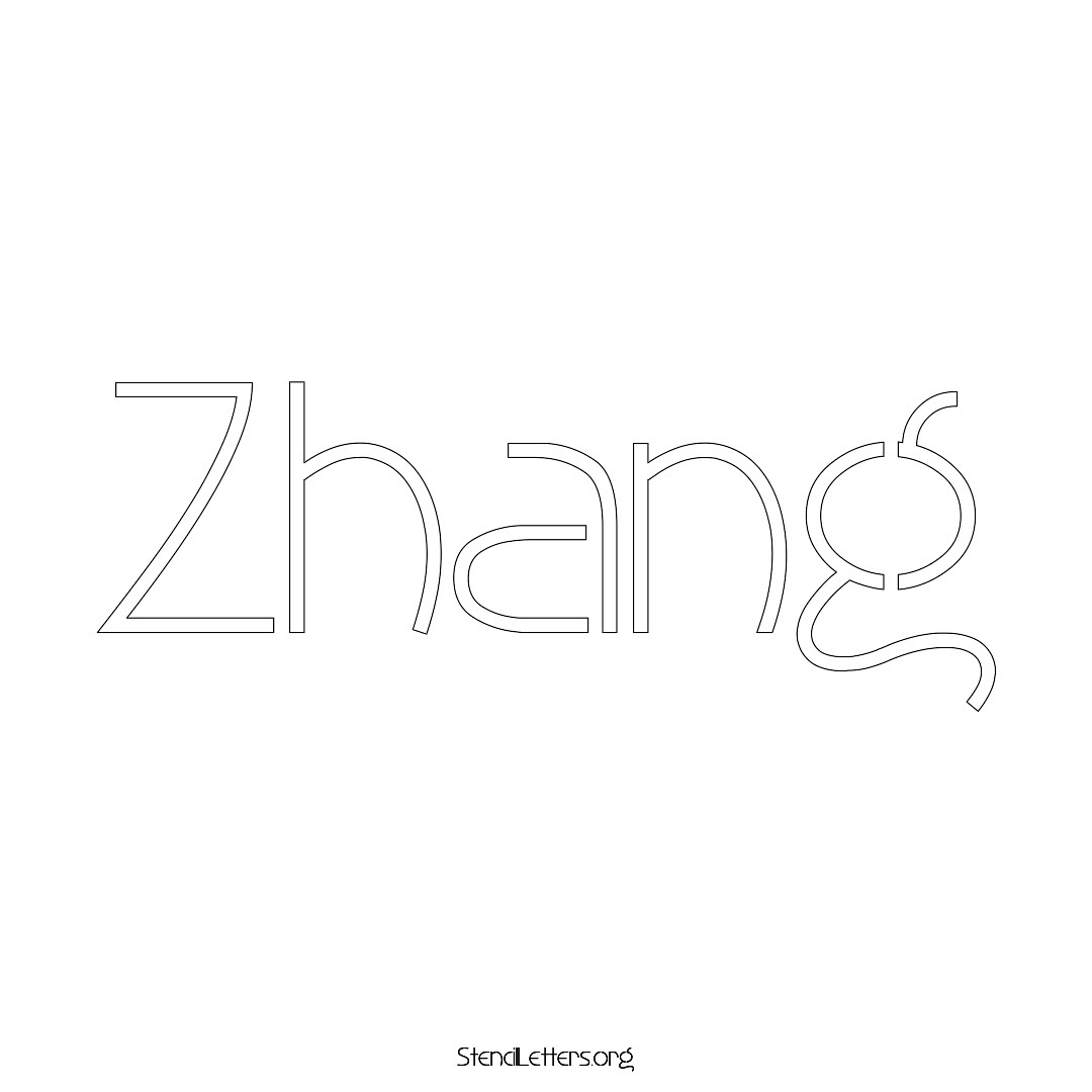Zhang name stencil in Simple Elegant Lettering
