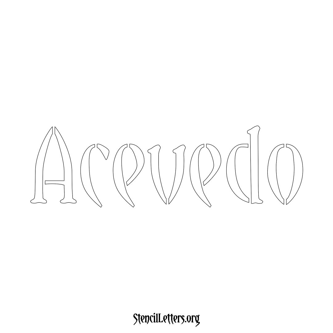 Acevedo name stencil in Vintage Brush Lettering