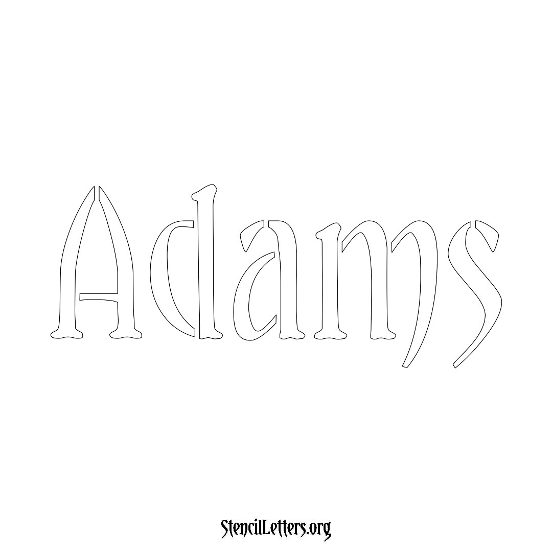 Adams name stencil in Vintage Brush Lettering