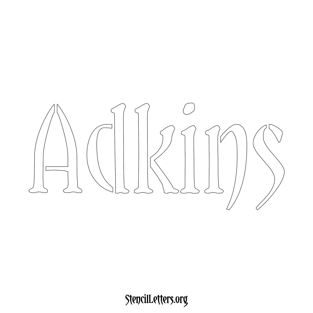 Adkins name stencil in Vintage Brush Lettering
