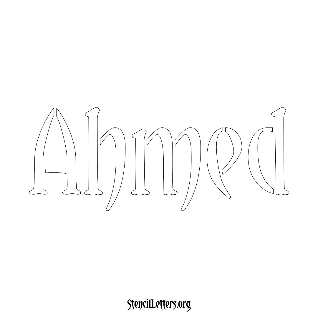 Ahmed name stencil in Vintage Brush Lettering