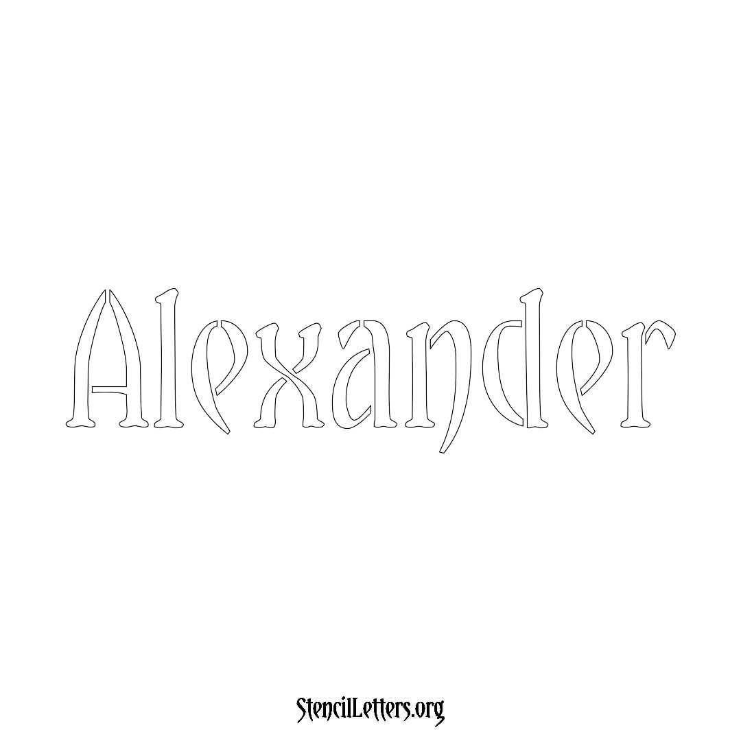 Alexander name stencil in Vintage Brush Lettering