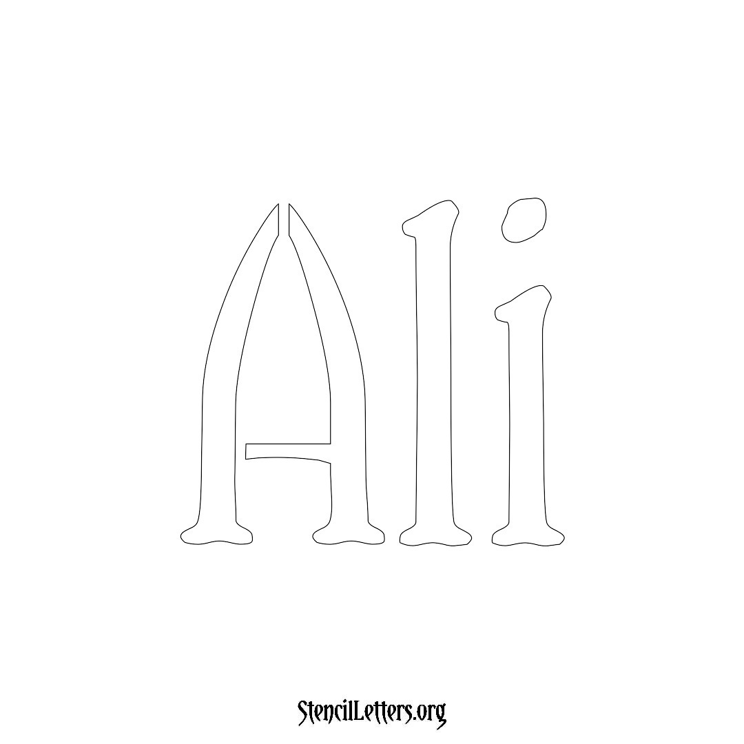 Ali name stencil in Vintage Brush Lettering